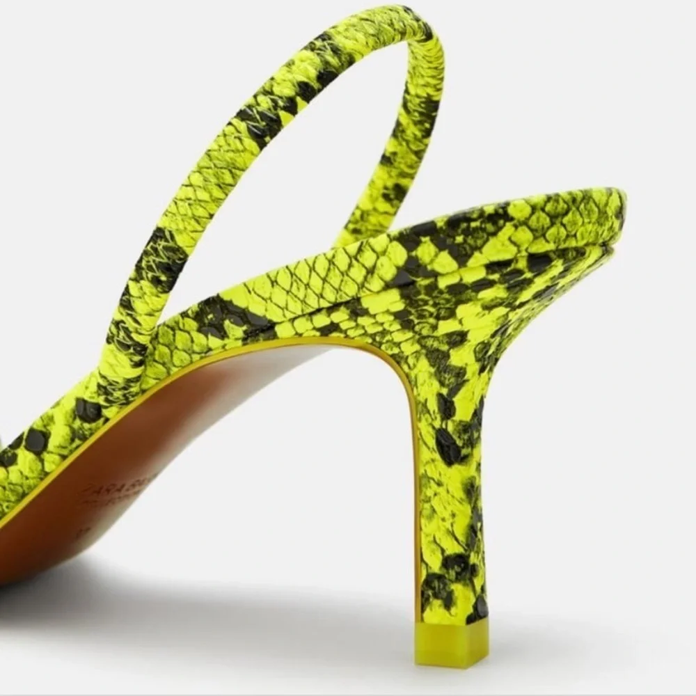 Zara Neon Animal Print Strappy Sandals - Picture 3 of 5